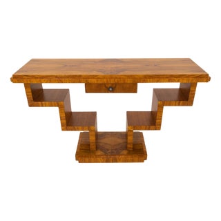 Vintage Art Deco Walnut Console Table, 1950s For Sale