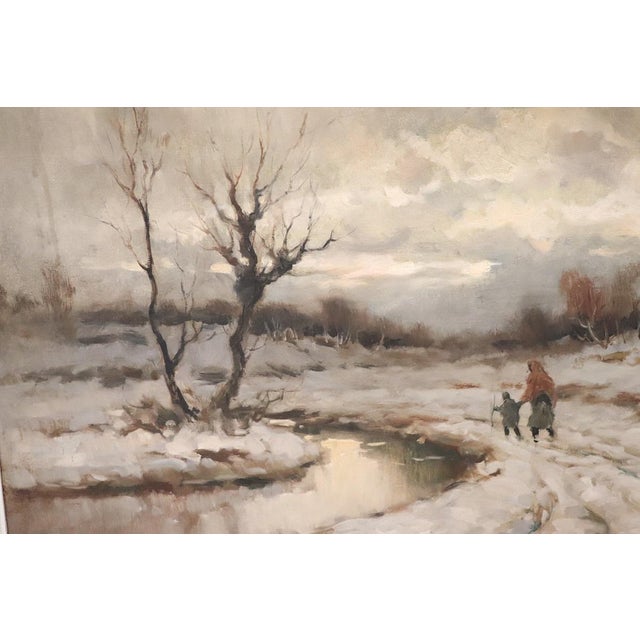 Winter Landscape, Oil Painting on Canvas, Early 20th Century, Framed For Sale - Image 14 of 15