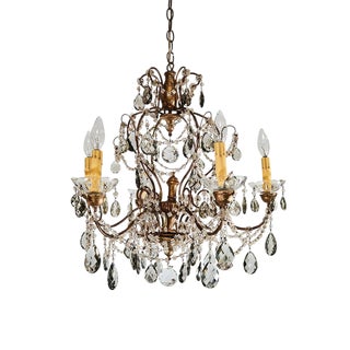 French 6 Light Crystal Chandelier For Sale