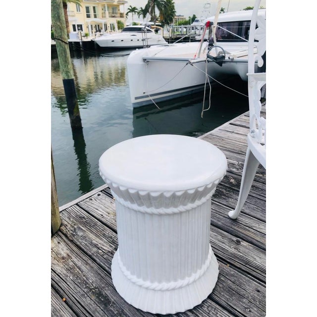 Ceramic 1970s Hollywood Regency Faux Bamboo Ceramic Side Table For Sale - Image 7 of 8