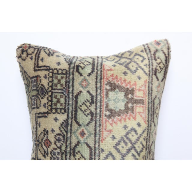Mid 20th Century Hand Knotted Wool Lumbar Cushion Cover - 12'' X 20'' For Sale - Image 5 of 9