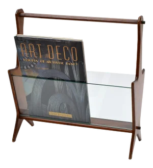 Ico Parisi Italian Mahogany and Glass Magazine Rack from the 1950s