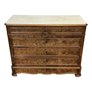 Napoleon III Commode in Mahogany with Oak and White Marble Top, 1800s For Sale