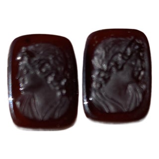 Vintage Carnelian Intaglio Gemstone-Pair For Sale