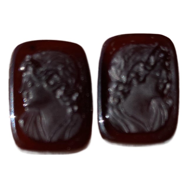 Vintage Carnelian Intaglio Gemstone-Pair For Sale