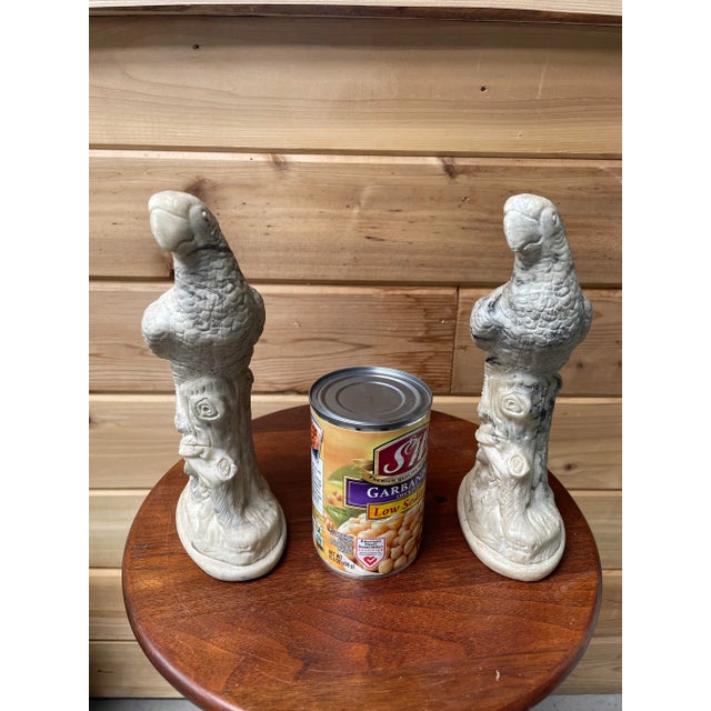 Off-white Vintage Holland Mold Cast Marble Parrots - Pair For Sale - Image 8 of 10