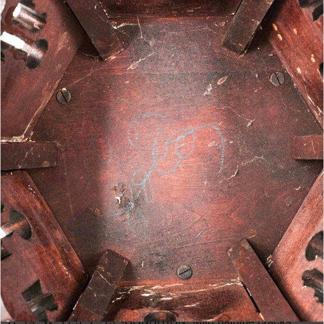 Brick Red Antique Chinese Carved Wood Pedestal/Stool, C.1940s For Sale - Image 8 of 8