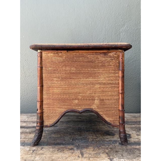 Brown Vintage Tortoise Bamboo Sewing Box For Sale - Image 8 of 12