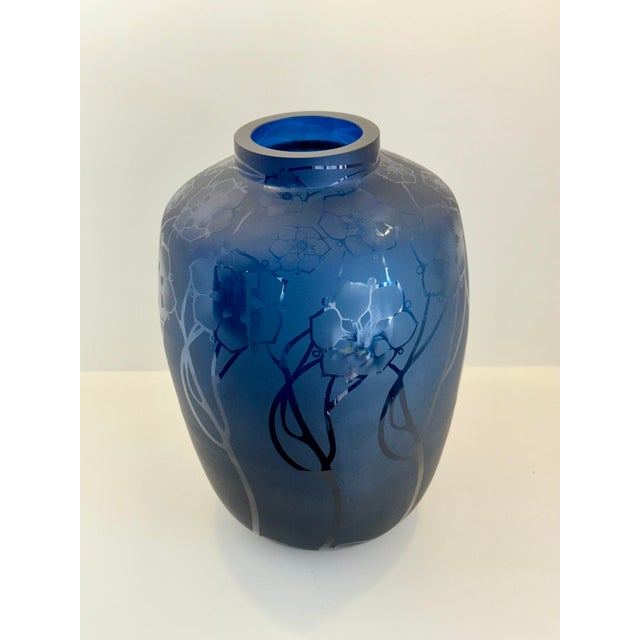 Glass Italian Blue Glass Vase by Richard Rooze For Sale - Image 7 of 11