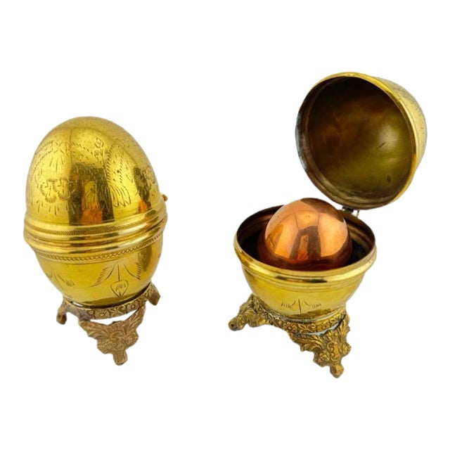 Vintage Brass Egg Boxes - Set of 3 For Sale