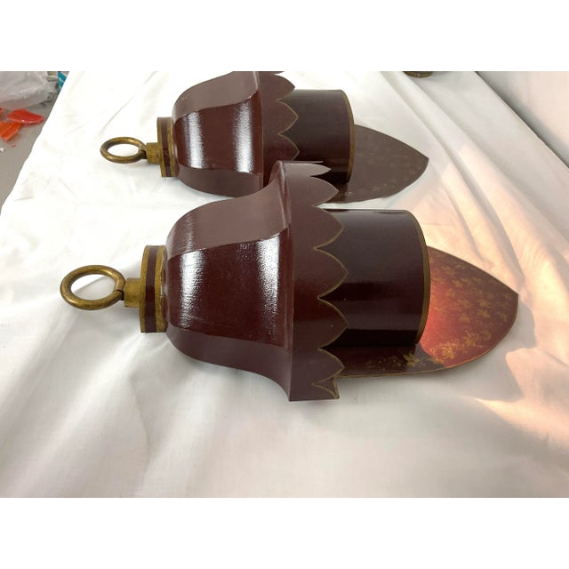 Vintage French Tole Wall Sconce Pair For Sale In West Palm - Image 6 of 10