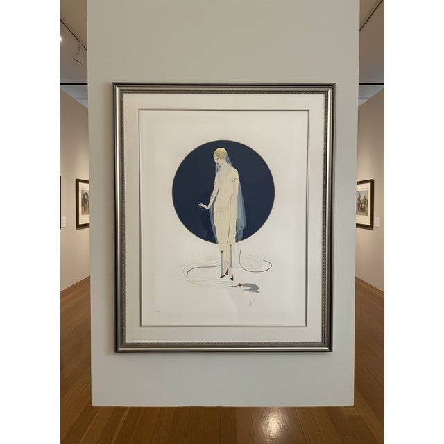Late 20th Century Erté “Devotion” Hand-Signed Embossed Art Deco Serigraph With Foil, 1987, Custom Framed For Sale - Image 5 of 18