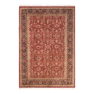 1990's Floral Pak-Persian Red/Blue Wool Rug - 6'0'' X 8'6'' For Sale