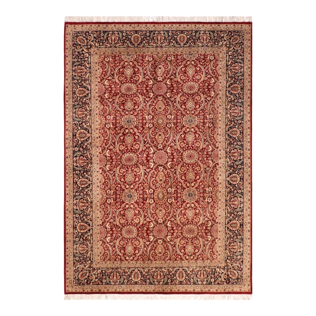 1990's Floral Pak-Persian Red/Blue Wool Rug - 6'0'' X 8'6'' For Sale