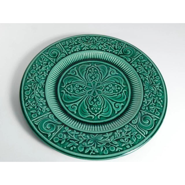 Large Scandinavian Modern Green Plate from Arol Ceramic, Norway, 1950s For Sale - Image 4 of 12