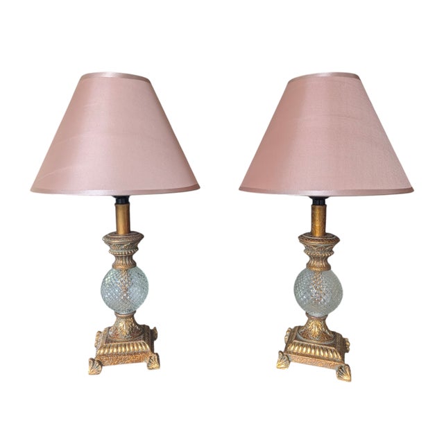 PLEASE READ THE ENTIRE LISTING TO VIEW ALL MEASUREMENTS A Pair of Boudoir Lamps with Pink Faux Silk Lampshades Made by...