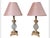 PLEASE READ THE ENTIRE LISTING TO VIEW ALL MEASUREMENTS A Pair of Boudoir Lamps with Pink Faux Silk Lampshades Made by...