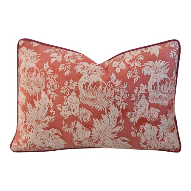 Italian Mariano Fortuny Fragonard Botanical Feather/Down Pillow For Sale