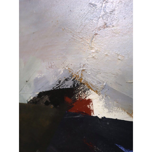 Mid-Century Modern 'Edge of the Land' Vintage Original Abstract Landscape Oil Painting by Swedish Artist Hans Osswald (1919-1983), Framed For Sale - Image 13 of 15