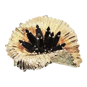 1960s Avon of Belleville (Boucher) Faux-Onyx Lily Pad Brooch