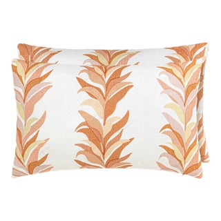 The House Of Scalamandré Chira Island Lumbar Pillow In Peach For Sale
