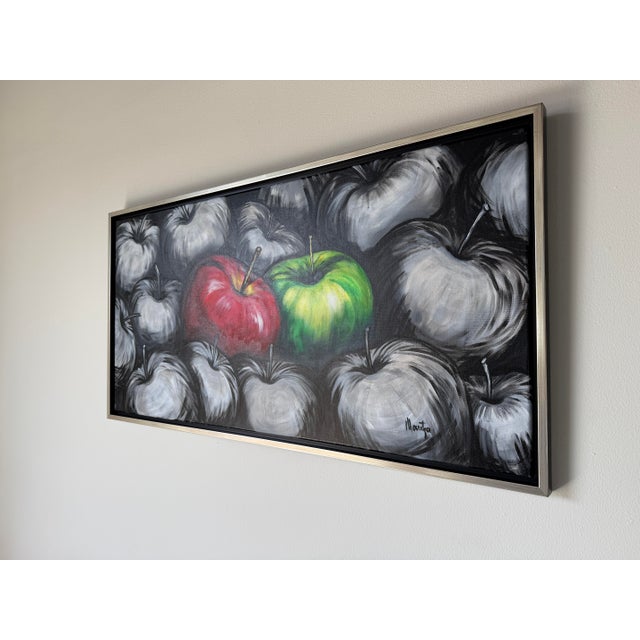 2000 - 2009 Modern Maritza Still Life Apples Acrylic on Canvas Painting, Framed For Sale - Image 5 of 12