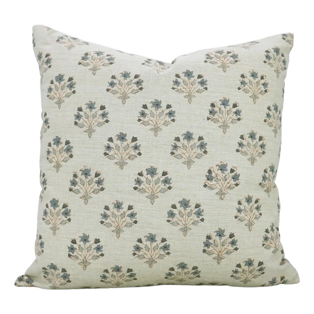 Fabdivine Linen Blend Pillow Cover Block Print- Diwali Flower-12x20 For Sale