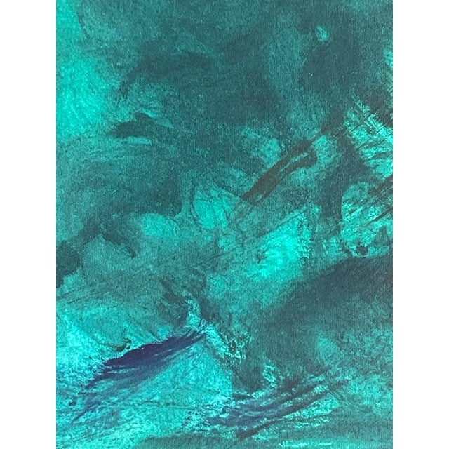 1970s Moody Abstract Dyptich in Phtalo Green on Paper Signed For Sale In Miami - Image 6 of 6