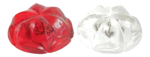 1990s Norman Mercer Lucite Flower Orb Red and Transparent Paperweights Pair Of