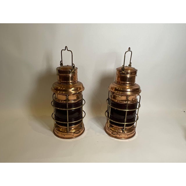 Copper Ships Lanterns By Perko For Sale - Image 11 of 12