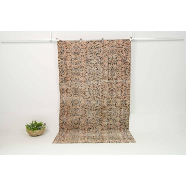 1970s Vintage Turkish Handmade Wool Cotton Beige Area Rug For Sale In San Francisco - Image 6 of 13