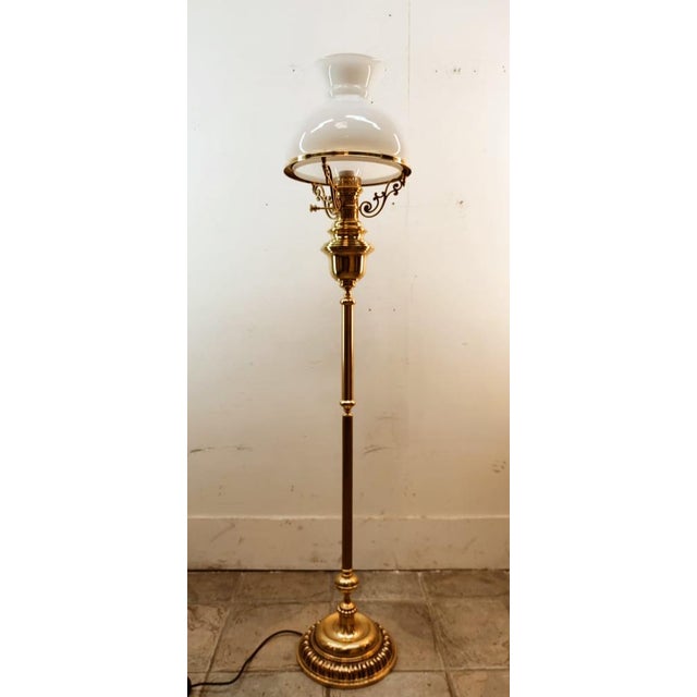 Brass and Opal Glass Floor Lamp, in Very Good conditions. Designed 1960 to 1969 European Plug (up to 250V).The wiring of...