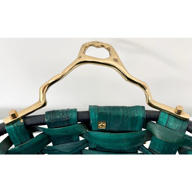 Two Handles Malachite Green & Brass Basket by David Marshall For Sale - Image 10 of 10