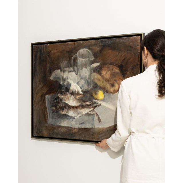 This mid 20th century painting from France is an oil on canvas. Its form follows honest, well-proportioned lines typical...