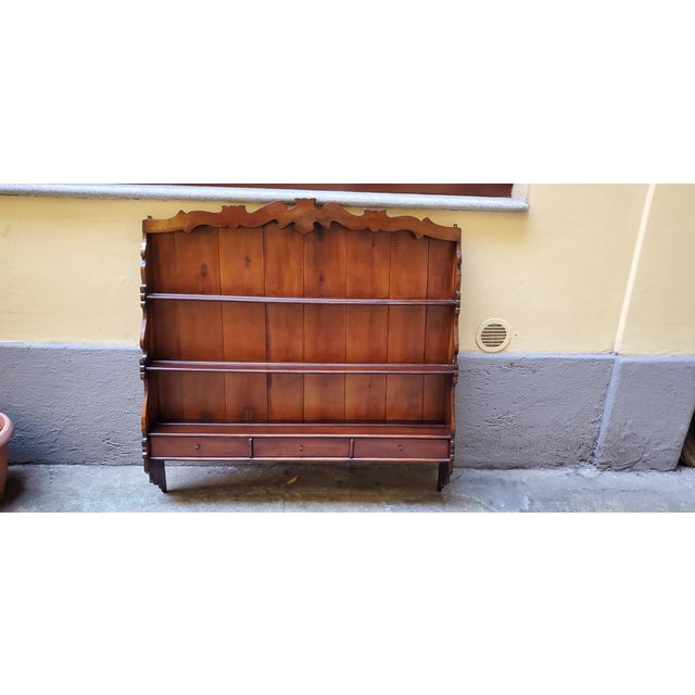 Wall-Mounted Plate Rack Etagere in Walnut, 1890s For Sale - Image 12 of 12