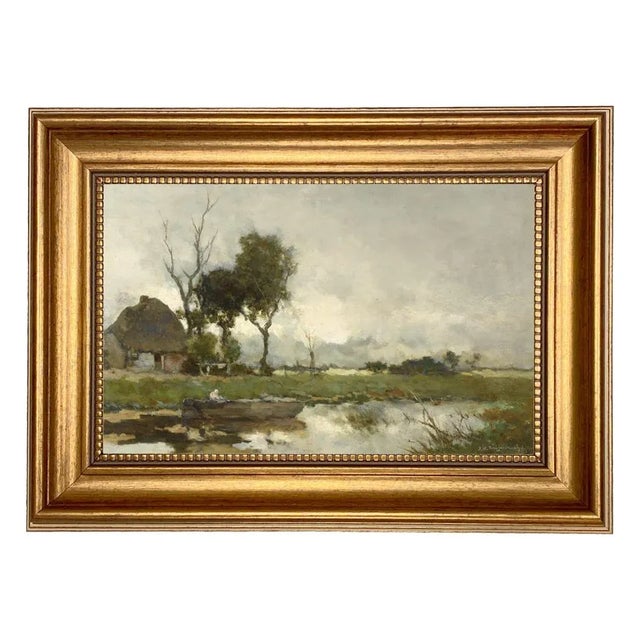 Not Yet Made - Made To Order Dutch Landscape With Cottage Print on Canvas in Antiqued Gold Frame- a 7" X 11" Print, Framed to 9-1/2" X 13-1/2" For Sale - Image 5 of 5