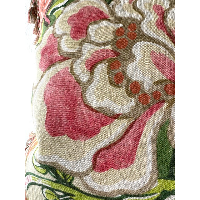 Thibaut Peony Garden Hand Printed Tasseled Linen Pillows/a Pair For Sale In Philadelphia - Image 6 of 9