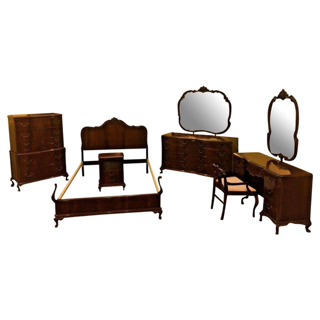Antique 1930's Colonial Revival Flame Mahogany Bedroom Set Chairish