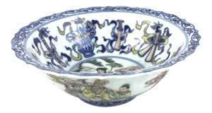 Antique Chinese Porcelain Bowl with Silk Box