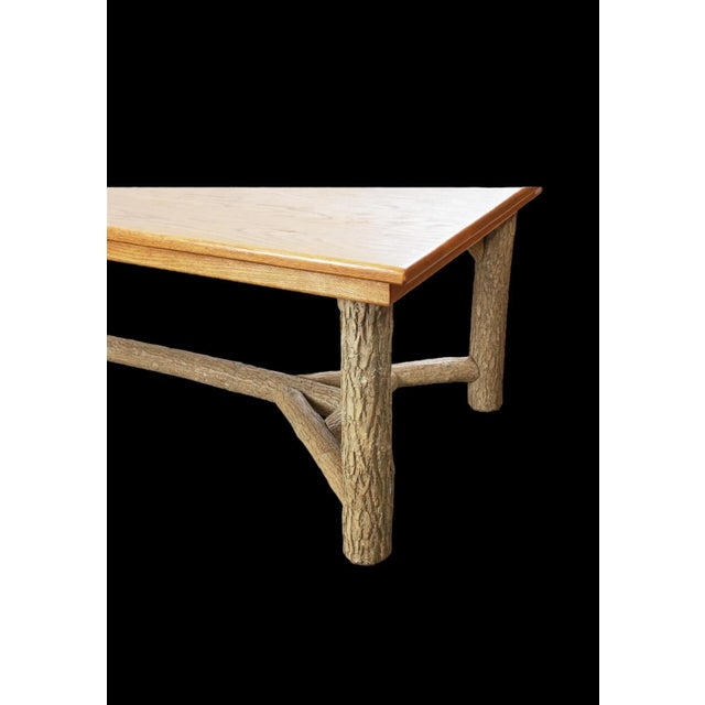 Ralph Lauren Style Rustic Ranch Oak Farm Table Faux Bois Legs - La Lune Collection 98” For Sale - Image 4 of 10