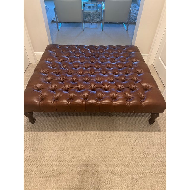 Leather Brown Ottoman Coffee Table For Sale - Image 11 of 11