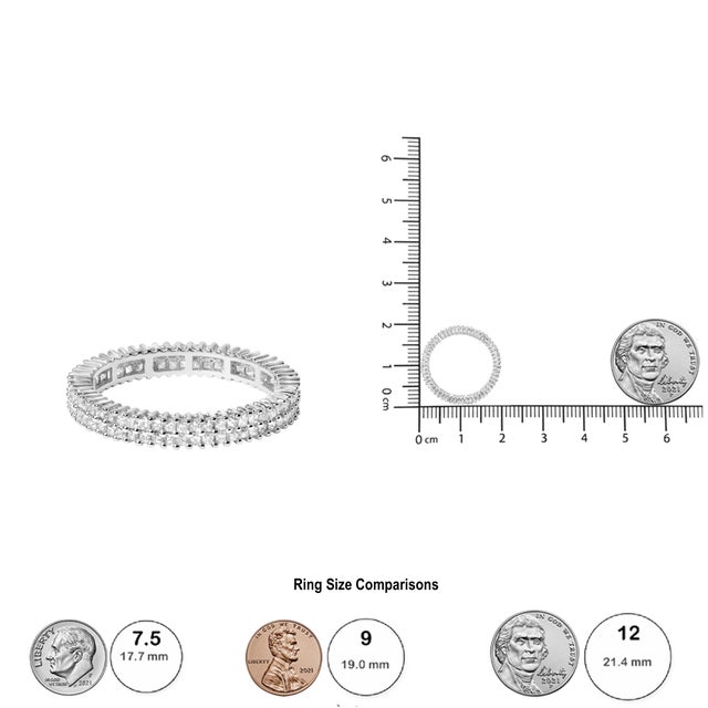 10K White Gold 1.0 Cttw Princess Cut Diamond Double Row Eternity Band Ring (I-J Color, I1-I2 Clarity)- Size 8 For Sale In New York - Image 6 of 6