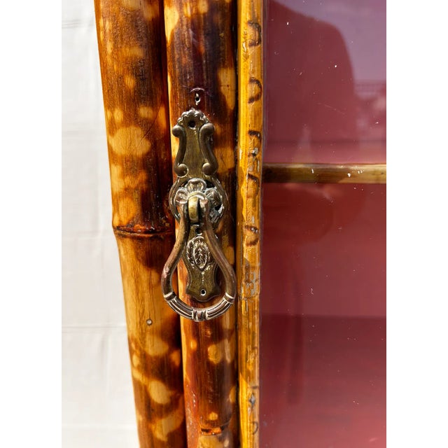Brown Antique Bamboo Display Cabinet For Sale - Image 8 of 18