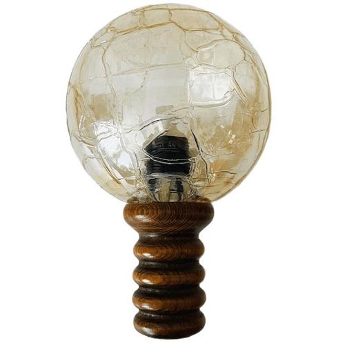 Mid-Century Wall Lamp in Iridescent Wood with Peach Glass Ball Globe, 1970s For Sale - Image 4 of 7