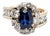 Late 20th Century 14k Yellow Gold Ring With Gia Certified Blue Oval Sapphire & Diamond Accents, Size 6.5 For Sale