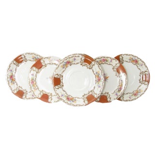 Collection of Gilt Floral Plates & Saucers - Set of 6 For Sale