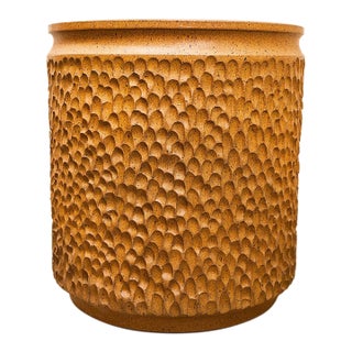 1970s XL Stoneware Thumbprint Planter by David Cressey & Robert Maxwell for Earthgender For Sale