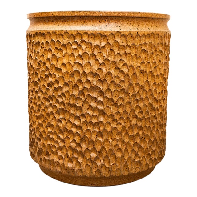 1970s XL Stoneware Thumbprint Planter by David Cressey & Robert Maxwell for Earthgender For Sale