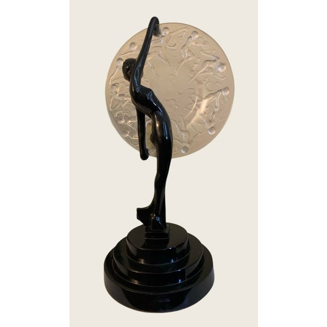 Art Deco 1980s Art Deco Frankart Nude With Consolidated Glass Moon Lamps by Sarsaparilla - a Pair For Sale - Image 3 of 9