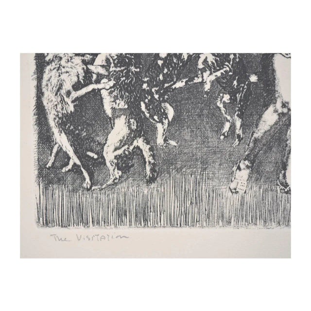 Figurative 1980s "The Visitation" Surrealist Figurative Etching by Herbert L. Fink For Sale - Image 3 of 5